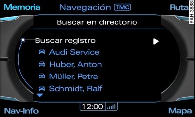 Cargar un destino del directorio